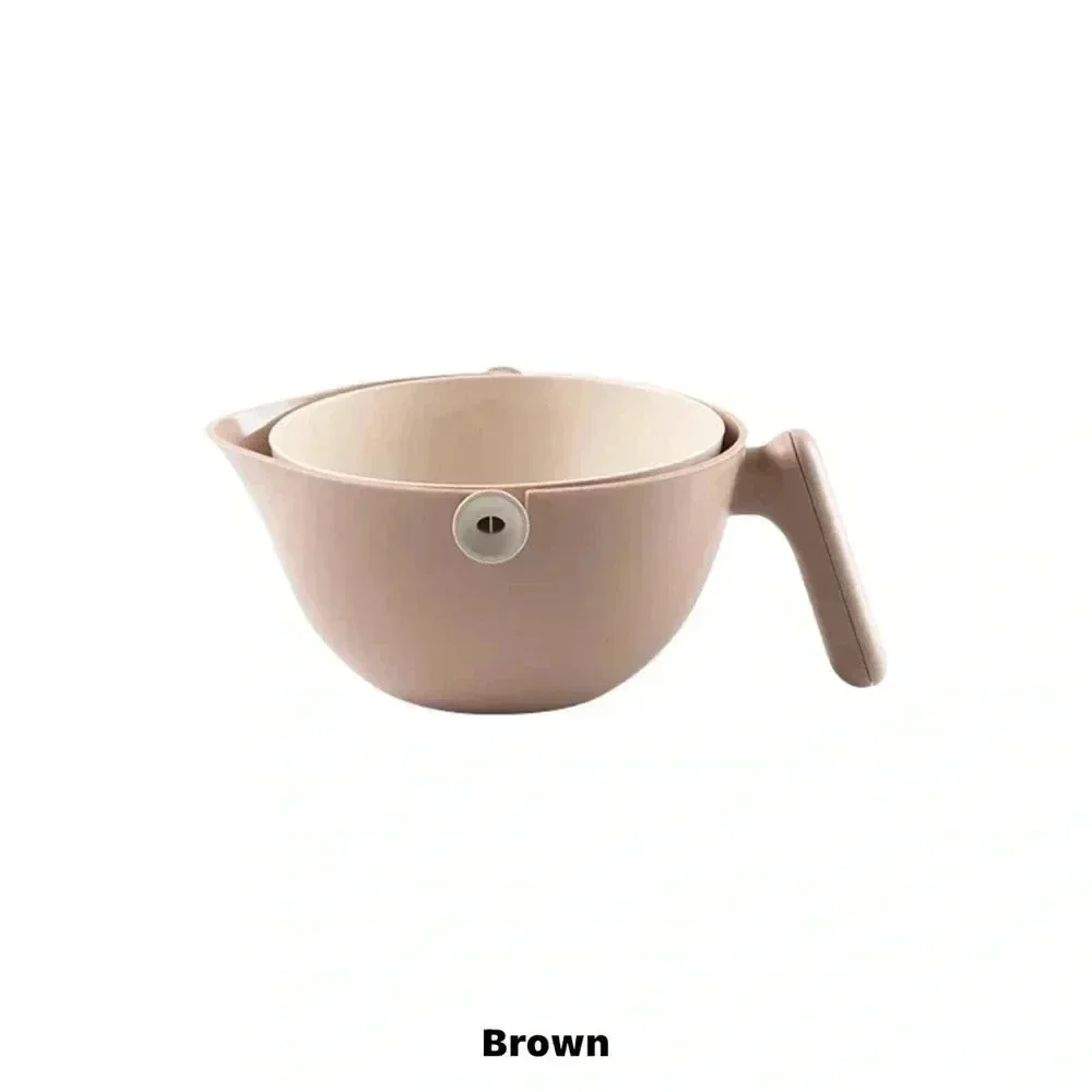 Double Layer Washing Bowl Drain Basket Single Handle Plastic Kitchenware